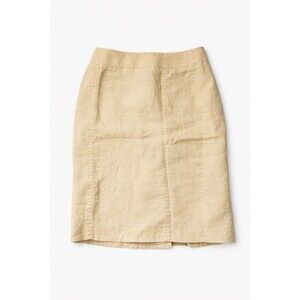Brooks Brothers Irish Linen Skirt Size 6 Beige Pencil Lined Knee Length Office
